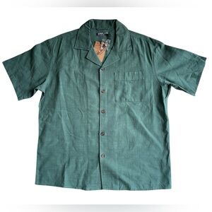Paul Jones PJ Mens Casual Short Sl  Shirt Button Front Sz M Untucked‎ Green NWT